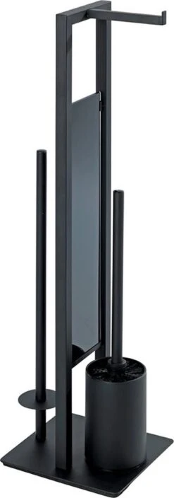 WENKO Toiletbutler Rivalta Zwart - Toiletborstel Met Houder, Toiletrolhouder En Reserverolhouder -Badkamer Wijs 421x1200 4