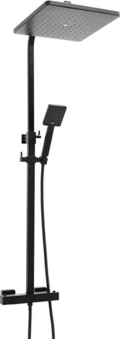 Doucheset Zwart - Met Regendouche 30cm - En Thermostaatkraan -Badkamer Wijs 425x1200