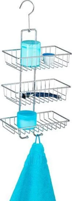 WENKO Doucherek Nivala 3-laags Chroom - Doucherek Zonder Boren - Doucherek Hangend -Badkamer Wijs 434x1200