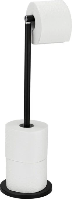 WENKO Toiletrolhouder 2-in-1 Zwart - Reserverolhouder - WC Rolhouder -Badkamer Wijs 438x1200