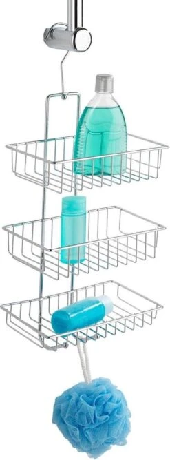 WENKO Doucherek Nivala 3-laags Chroom - Doucherek Zonder Boren - Doucherek Hangend -Badkamer Wijs 444x1200 1