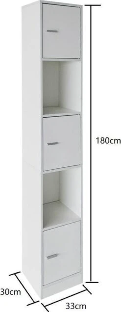 Kolomkast Badkamer - Opbergkast Badkamer Slaapkamer Of Hal - 180 Cm Hoog -Badkamer Wijs 466x1200 2