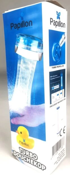 Papillon Douchekop - Turbo Hoge Druk - Met Waterfilter - Blauw -Badkamer Wijs 482x1200