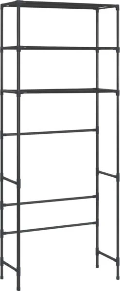 VidaXL Opbergrek Voor Boven Wasmachine 3-laags 69x28x169 Cm Zwart 16 VidaXL Opbergrek Voor Boven Wasmachine 3-laags 69x28x169 Cm Zwart -Badkamer Wijs 496x1200 3