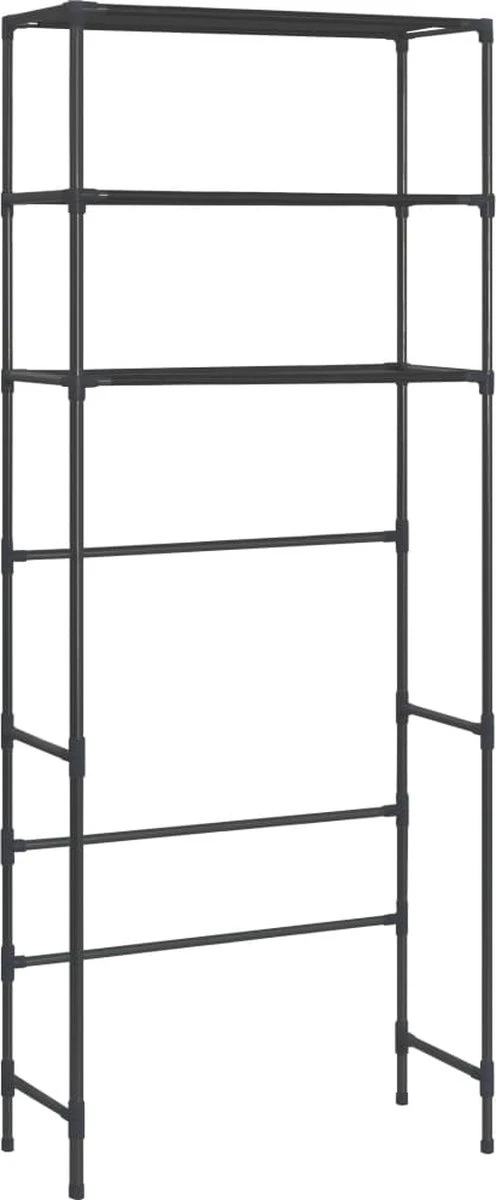 VidaXL Opbergrek Voor Boven Wasmachine 3-laags 69x28x169 Cm Zwart 7 VidaXL Opbergrek Voor Boven Wasmachine 3-laags 69x28x169 Cm Zwart - Afbeelding 5