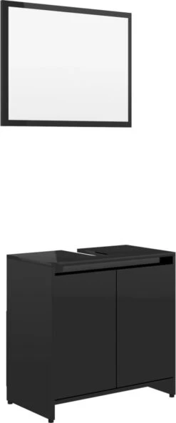 Furniture Limited - 4-delige Badkamermeubelset Bewerkt Hout Hoogglans Zwart -Badkamer Wijs 500x1200 3
