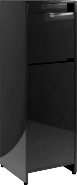 Furniture Limited - 4-delige Badkamermeubelset Bewerkt Hout Hoogglans Zwart -Badkamer Wijs 501x1200 1