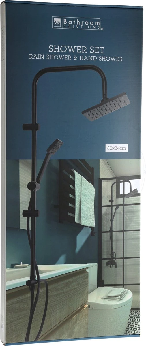 Relaxwonen - Regendouche Set Zwart Met Handdouche - Extra Stevig 5 Relaxwonen - Regendouche Set Zwart Met Handdouche - Extra Stevig - Afbeelding 3