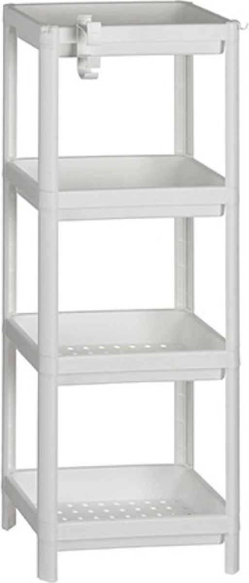 Badkamerrek/opbergkast Wit Kunststof 4-laags 36 X 23 X 100 Cm - Handdoeken En Toiletspullen Badkamerrekjes 3 Badkamerrek/opbergkast Wit Kunststof 4-laags 36 X 23 X 100 Cm - Handdoeken En Toiletspullen Badkamerrekjes