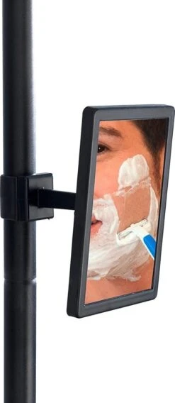 WENKO Telescopisch Doucherek Big Black 3-laags Met Spiegel Zilver/zwart - Bevestigen Zonder Boren -Badkamer Wijs 522x1200 1