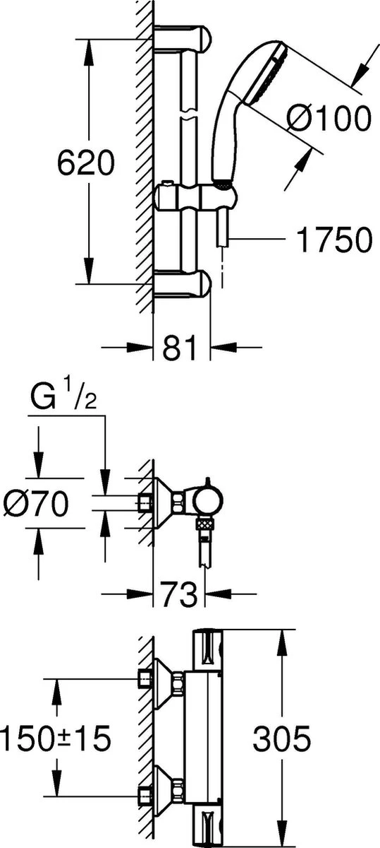 GROHE Grohtherm 800 Thermostatische Douchekraan - Met Doucheset - EcoJoy®- Chroom - 34565001 4 GROHE Grohtherm 800 Thermostatische Douchekraan - Met Doucheset - EcoJoy®- Chroom - 34565001 - Afbeelding 2