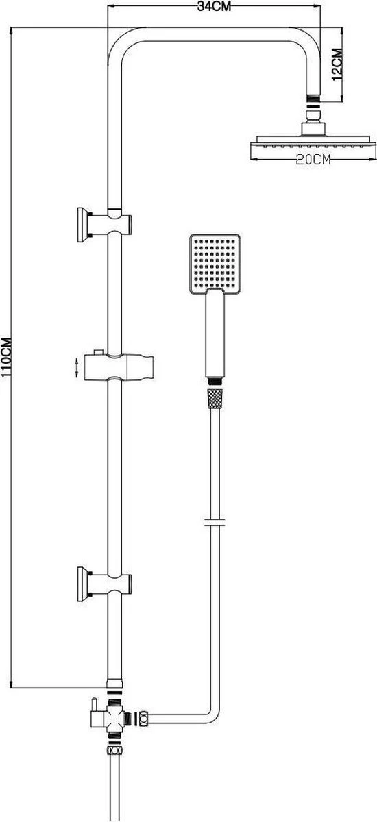 Relaxwonen - Regendouche Set Zwart Met Handdouche - Extra Stevig 6 Relaxwonen - Regendouche Set Zwart Met Handdouche - Extra Stevig - Afbeelding 4