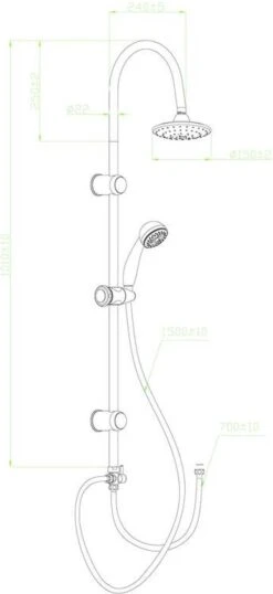 SCHÜTTE Jamaica Fresh Douchesysteem - Regendouche - 102 Cm Stang - Chroom -Badkamer Wijs 551x1200 2