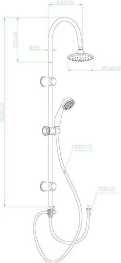SCHÜTTE Jamaica Fresh Douchesysteem - Regendouche - 102 Cm Stang - Chroom -Badkamer Wijs 552x1200 3