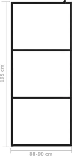 VidaXL Inloopdouchewand Transparant 90x195 Cm ESG-glas Zwart -Badkamer Wijs 555x1200