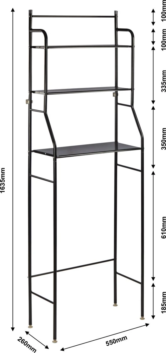 Alora Wc Rek Opbergrek - Stellingkast Metaal - Opbergrek Metaal - Badkamerrek - Wc Kastje - Zwart - Wc Meubel 8 Alora Wc Rek Opbergrek - Stellingkast Metaal - Opbergrek Metaal - Badkamerrek - Wc Kastje - Zwart - Wc Meubel - Afbeelding 6