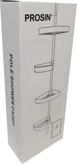 PROSIN® Telescopisch Doucherek - Shower Rack - Shower Caddy - Mat Zwart - Verstelbaar 108-274cm - 4 Lagen - Badkamerrek - Hoekrek - Opbergrek - Keukenrek - Kruidenrek - Keukenrek Staand -Badkamer Wijs 567x1200