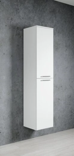 Badplaats Badkamerkast Venus 35 Cm X 35 Cm X 160 Cm - Wit - Hangende Kolomkast Met Twee Deuren -Badkamer Wijs 571x1200