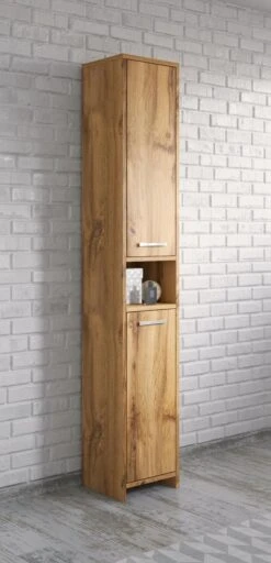 Badplaats Badkamerkast Nemo 32 Cm X 29 Cm X 167 Cm - Eiken - Staande Kolomkast Met Twee Deuren -Badkamer Wijs 579x1200 5