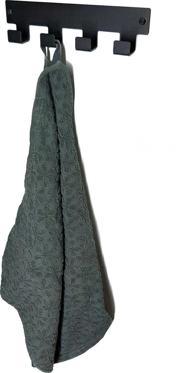 Marcellis - Industriële Handdoekhaak - Ophanghaak - 4 Haken - Mat Zwart - Staal - Metaal - Incl. Bevestigingsmateriaal 8 Marcellis - Industriële Handdoekhaak - Ophanghaak - 4 Haken - Mat Zwart - Staal - Metaal - Incl. Bevestigingsmateriaal - Afbeelding 6