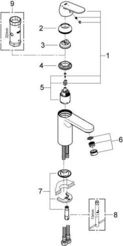 GROHE Eurosmart Cosmopolitan Wastafelkraan - Met EcoJoy - Zonder Waste - Chroom - 2339800E -Badkamer Wijs 601x1200 7
