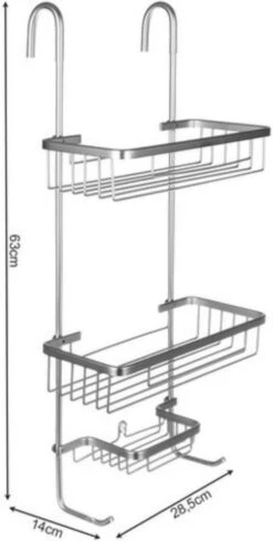 Recalma Doucherek 3 Laags - Monteren Zonder Boren - Zilver - Zuignap - Ook Voor Grote Flessen - Opbergrek Douche - 3 Etages -Badkamer Wijs 607x1200 1