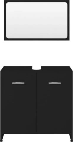 Decoways - Badkamermeubelset Spaanplaat Zwart -Badkamer Wijs 616x1200 3