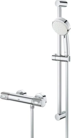 GROHE Grohtherm-1000 Performance Renovatieset - Met Thermostaatkraan, Koppelingen, Glijstang En Hoofddouche - CoolTouch - Chroom -Badkamer Wijs 618x1200 1