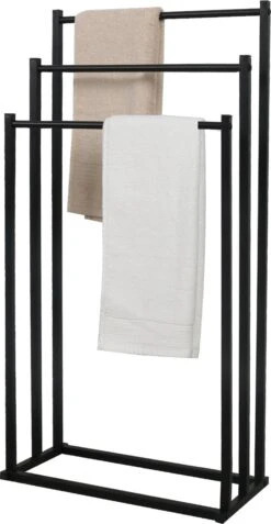 MIRI Handdoekrek – Handdoekhouder – Vrijstaand – Zwart – Staand – Metaal – 3 Rails – Zonder Boren – Badkamer / Keuken 14 MIRI Handdoekrek – Handdoekhouder – Vrijstaand – Zwart – Staand – Metaal – 3 Rails – Zonder Boren – Badkamer / Keuken -Badkamer Wijs 622x1200