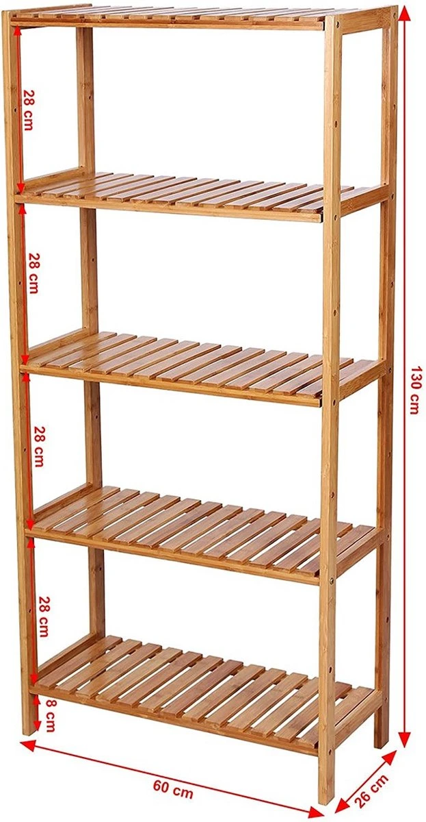 Songmics Badkamer Rek Met 9 Niveaus – Opbergrek Met Verstelbare Planken – Badkamerkast - Bamboe 5 Songmics Badkamer Rek Met 9 Niveaus – Opbergrek Met Verstelbare Planken – Badkamerkast - Bamboe - Afbeelding 3