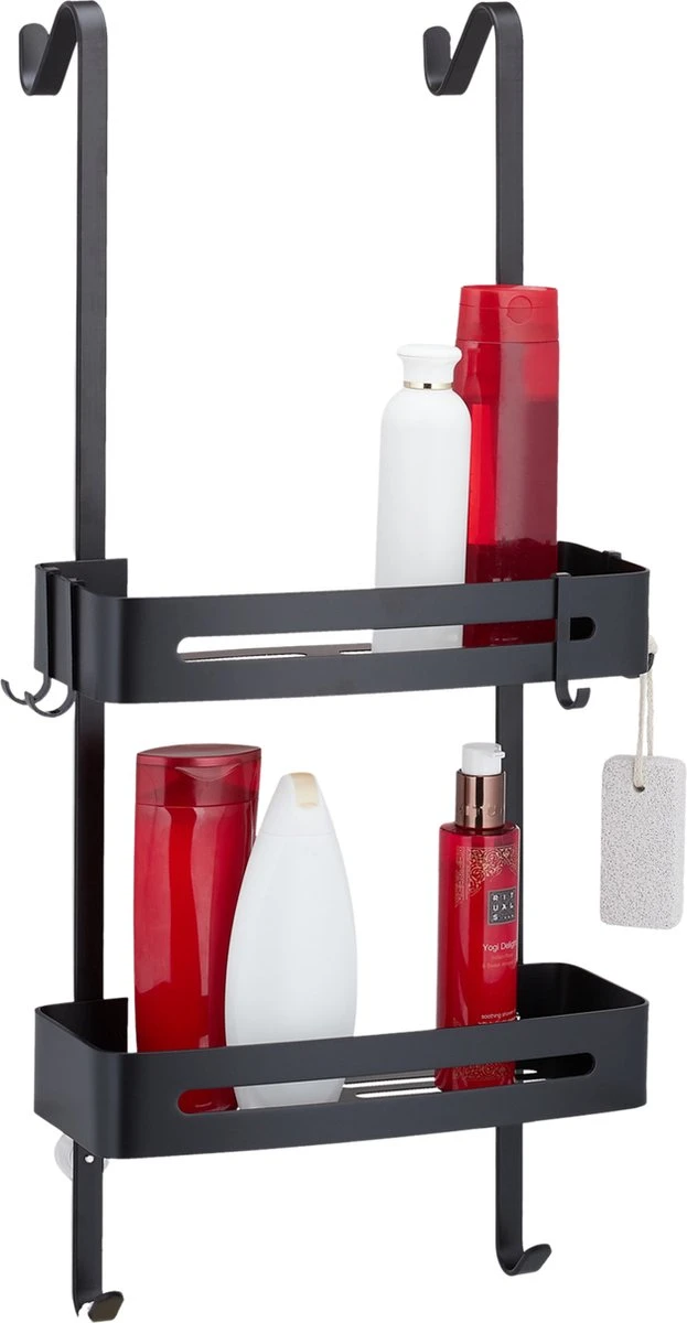 SIAFOSS Doucherek XL Zonder Boren Doucherek Hangend - 100% Stevig - 100% RVS - Hangend Badkamerrekje - Doucherek Aan Douchewand - Badkamer Accessoires - RVS Zwart - 2 Laags - Douchemand 3 SIAFOSS Doucherek XL Zonder Boren Doucherek Hangend - 100% Stevig - 100% RVS - Hangend Badkamerrekje - Doucherek Aan Douchewand - Badkamer Accessoires - RVS Zwart - 2 Laags - Douchemand