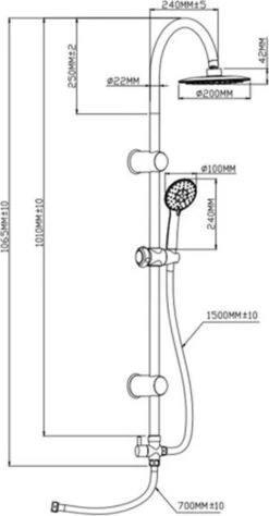 SCHÜTTE Jamaica Fresh Douchesysteem - Regendouche - 102 Cm Stang - Chroom -Badkamer Wijs 625x1200