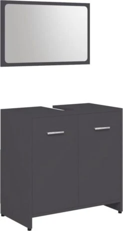Decoways - Badkamermeubelset Spaanplaat Grijs -Badkamer Wijs 640x1200