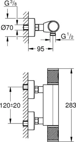 GROHE Precision Feel Thermostatische Douchekraan - EcoJoy - CoolTouch - Incl. Koppelingen - Chroom -Badkamer Wijs 645x1200 3