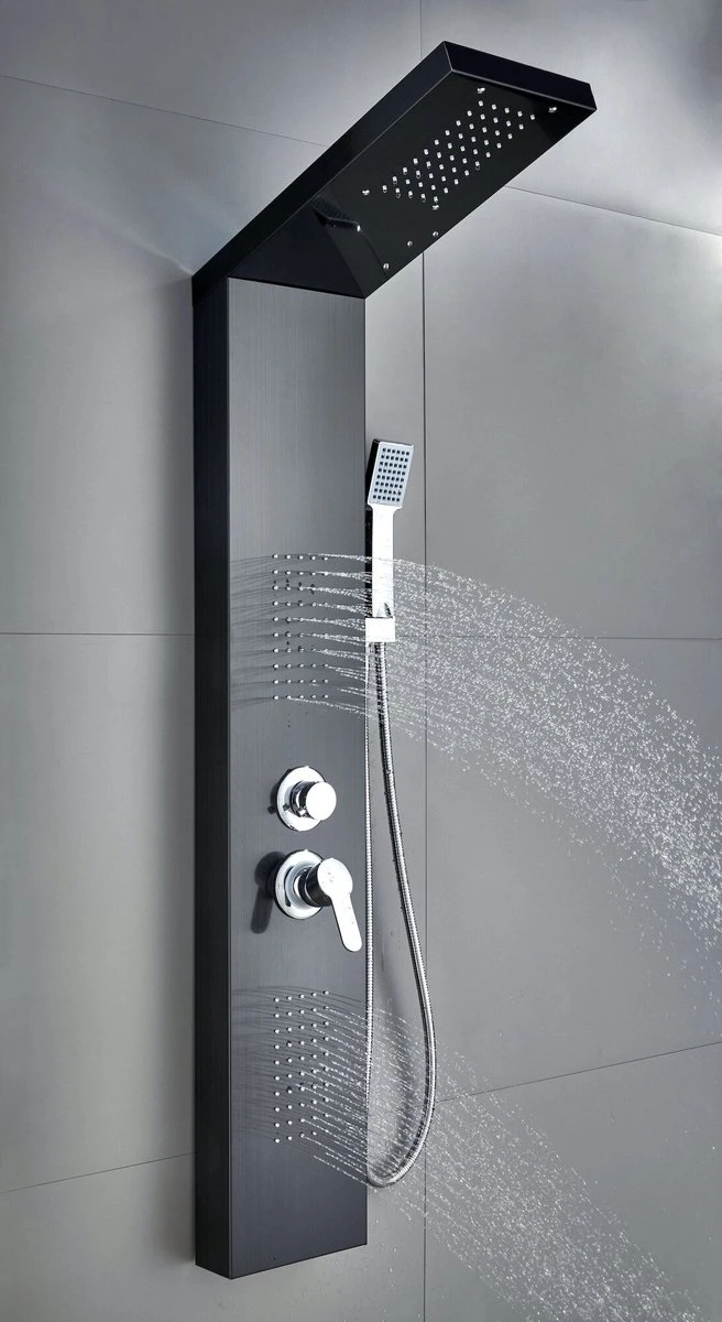 Badplaats Douchepaneel Aras - Zwart - Regendouche Met Mengkraan En Douchekop 7 Badplaats Douchepaneel Aras - Zwart - Regendouche Met Mengkraan En Douchekop - Afbeelding 5