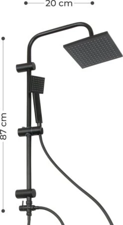 Niceey Doucheset - Regendouche - Handdouche - Verstelbaar - Vierkant - Mat Zwart -Badkamer Wijs 657x1200 1