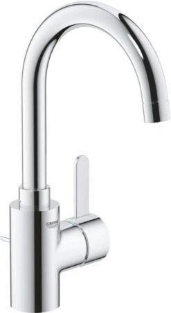 GROHE Eurosmart Cosmopolitan Wastafelkraan - Hoge C-uitloop - Met Trekwaste - Chroom - 32830001 -Badkamer Wijs 657x1200