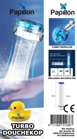 Papillon Douchekop - Turbo Hoge Druk - Met Waterfilter - Blauw -Badkamer Wijs 666x1200 1