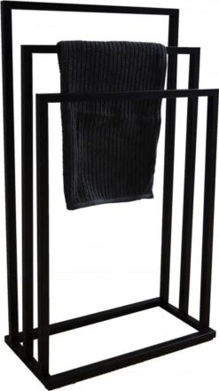Badkamerhanger Handdoekenrek 3 Armen Zwart