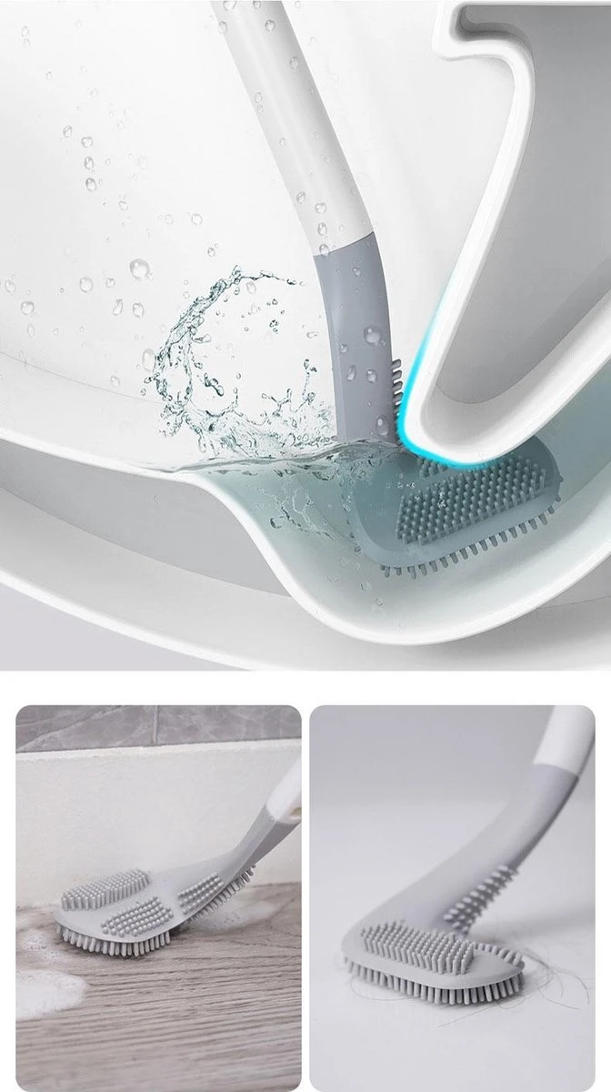 Bradey Toiletborstel Siliconen - WC Borstel Met Houder - Optimale Hygiëne - Golfclub-vorm - Komt In Alle Hoeken 5 Bradey Toiletborstel Siliconen - WC Borstel Met Houder - Optimale Hygiëne - Golfclub-vorm - Komt In Alle Hoeken - Afbeelding 3
