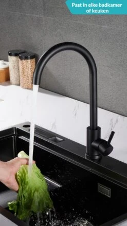 Keuken Kraan - Kraan Wastafelkraan - Kraan Zwart - Badkamerkraan - Inclusief Aansluitmateriaal -Badkamer Wijs 674x1200 8