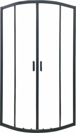 Merkloos Douchecabine Kwartrond 90x90x200 Cm 6 Mm Nano Anti Kalk Veiligheidsglas Met Zwart Aluminium Omlijsting -Badkamer Wijs 686x1200 2