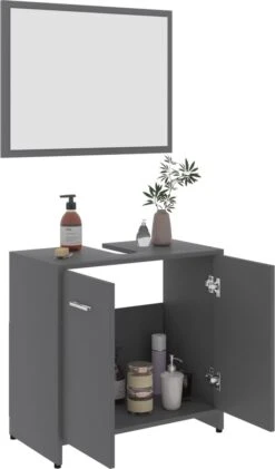 Decoways - Badkamermeubelset Spaanplaat Grijs -Badkamer Wijs 704x1200