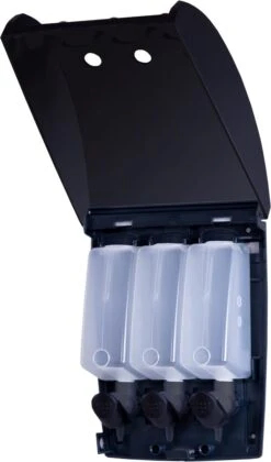 Aquathof, Zeepdispenser, Mat Zwart, 3 Kamer, 3 Reservoirs, 3x350ml, Hangend, Wandmontage -Badkamer Wijs 705x1200 1