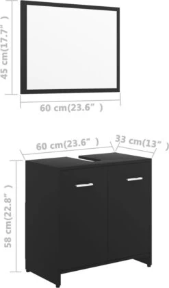 Decoways - Badkamermeubelset Spaanplaat Zwart -Badkamer Wijs 705x1200 2