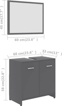 Decoways - Badkamermeubelset Spaanplaat Grijs -Badkamer Wijs 706x1200