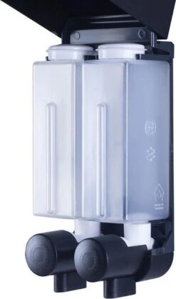 Aquathof, Zeepdispenser, Mat Zwart, 2 Kamer, 2 Reservoirs, 2x250ml - Hangend - Wandmontage 21 Aquathof, Zeepdispenser, Mat Zwart, 2 Kamer, 2 Reservoirs, 2x250ml - Hangend - Wandmontage -Badkamer Wijs 708x1200