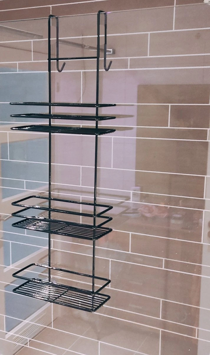 Ball Design Zwart Doucherek-3 Laags Hangend-Zonder Boren-Zwart 7 Ball Design Zwart Doucherek-3 Laags Hangend-Zonder Boren-Zwart - Afbeelding 5