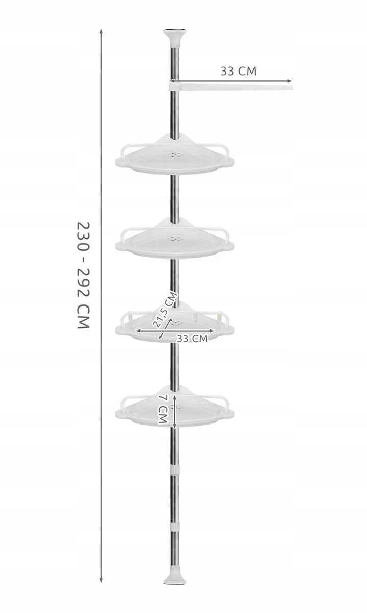 Merkloos Telescopisch Douche Rek - Verstelbaar Hoekrek - Staand Wand Douchemand Wandrek - Badkamer Rek 4 Merkloos Telescopisch Douche Rek - Verstelbaar Hoekrek - Staand Wand Douchemand Wandrek - Badkamer Rek - Afbeelding 2