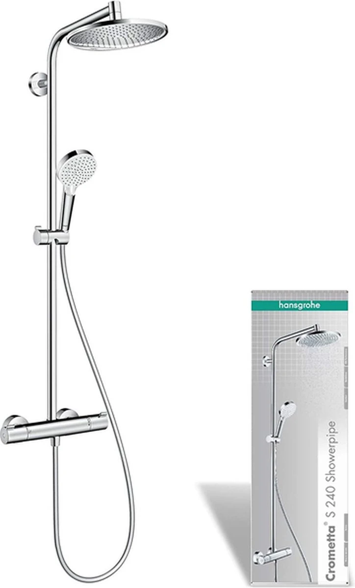 Hansgrohe Crometta S 240 Showerpipe - 1jet - Incl. Thermostaat - Chroom 12 Hansgrohe Crometta S 240 Showerpipe - 1jet - Incl. Thermostaat - Chroom - Afbeelding 10